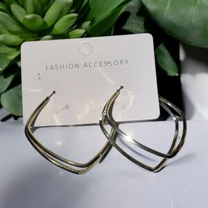 ✨ Gold Tone Geometric Hoop Statement Earrings ✨